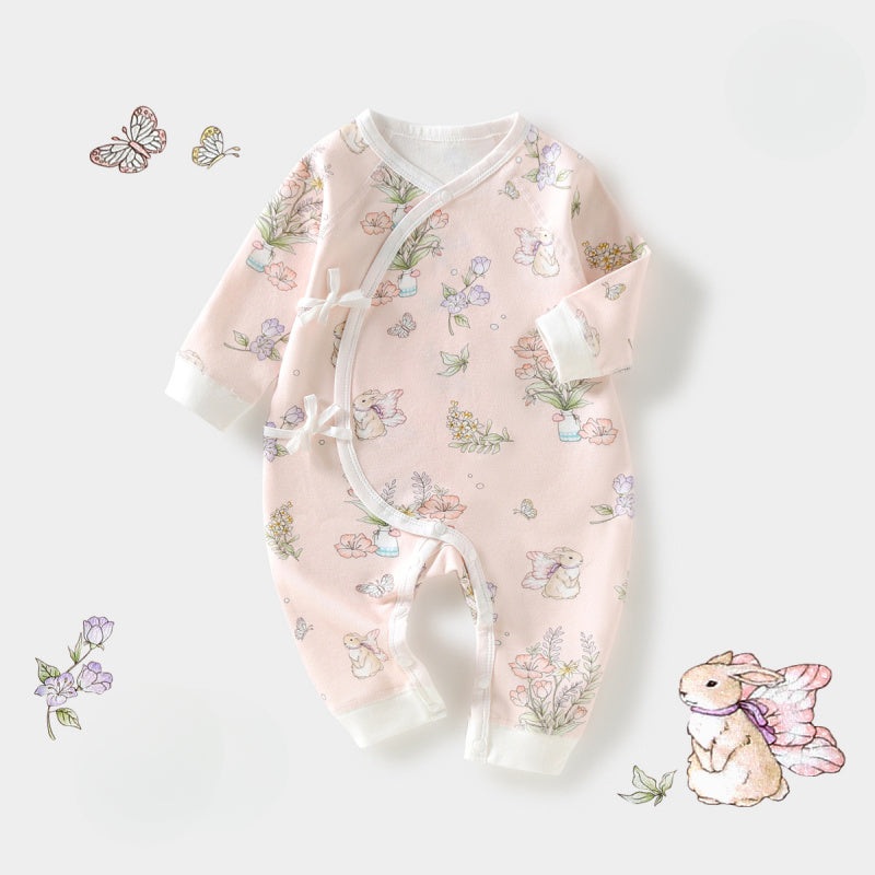 100% Cotton Long Sleeve Romper – Pink Bunny Pink Bunny NB