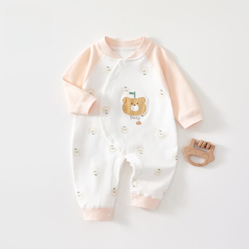 100% Cotton Long Sleeve Romper – Pink Cute Bear Pink Cute Bear 0-3 M