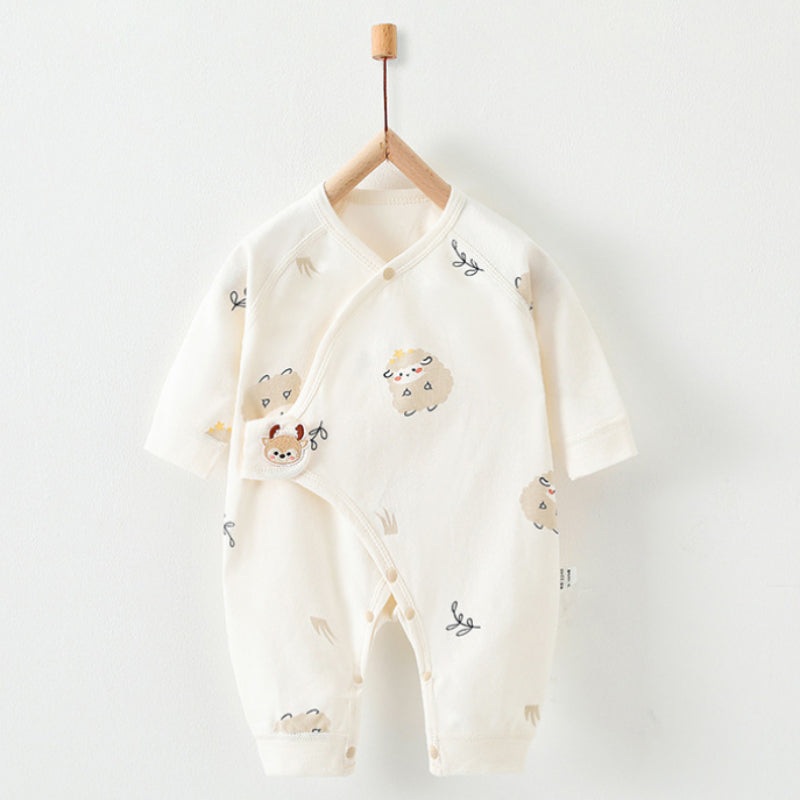100% Cotton Long Sleeve Romper with Velcro Closure – Sheep Sheep NB