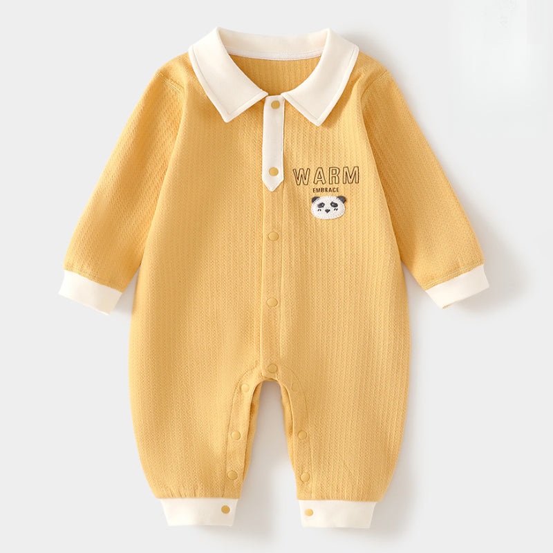 100% Cotton Long Sleeve Romper – Yellow Panda Yellow Panda 3-6 M