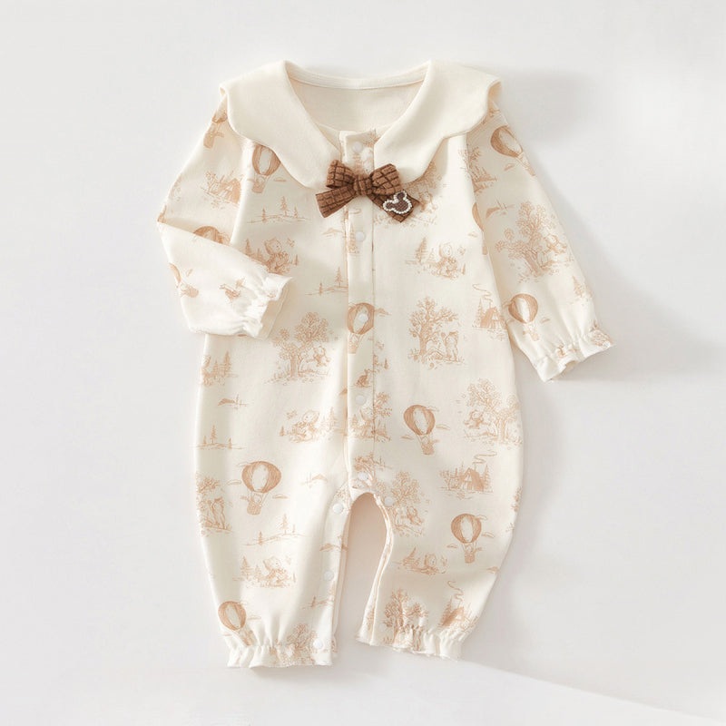 100% Cotton Long Sleeve Snap-Up Romper – Bowknot with Balloon Bowknot with Balloon 3-6 M