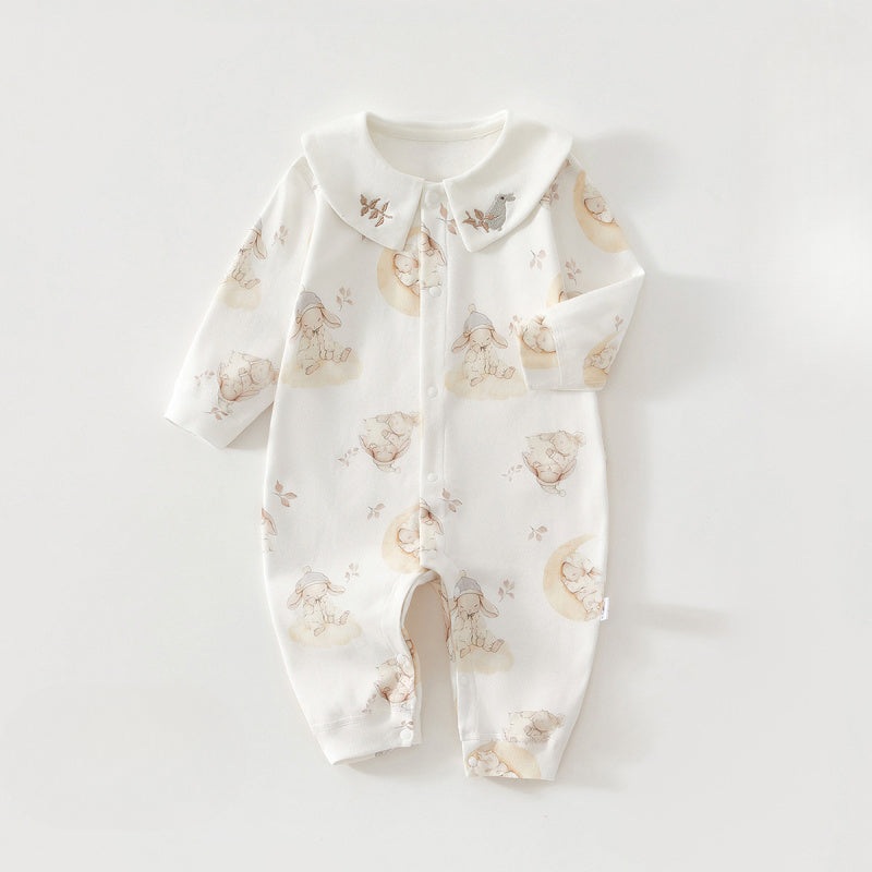 100% Cotton Long Sleeve Snap-Up Romper – Dream Bunny Dream Bunny 3-6 M