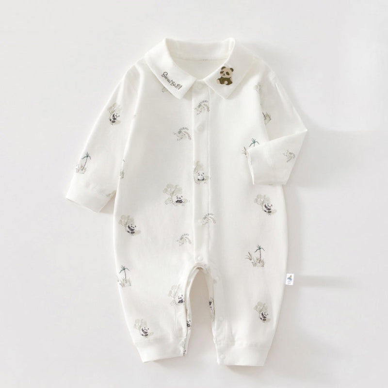 100% Cotton Long Sleeve Snap-Up Romper – Little Panda Little Panda 3-6 M