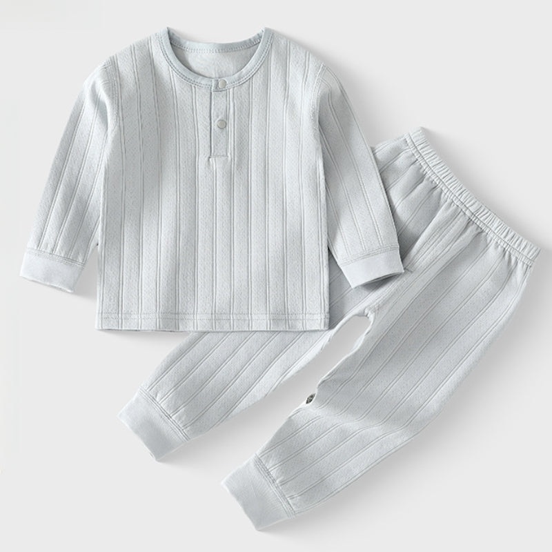100% Cotton Long Sleeve Top & Pants Set- Blue Blue 6-9 M