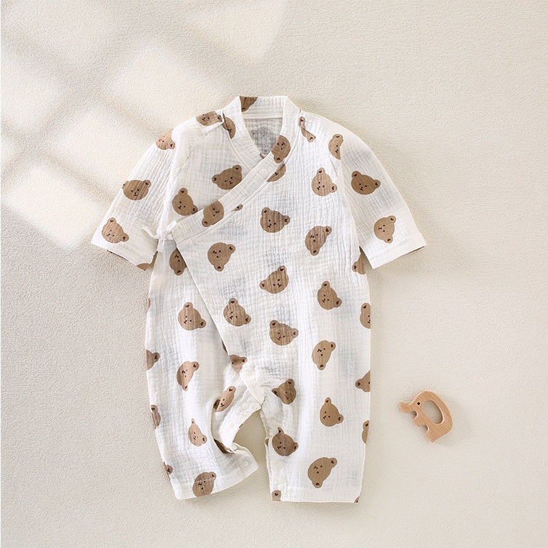 100% Cotton Muslin Long Sleeve Romper – Baby Bear Baby Bear 0-3 M