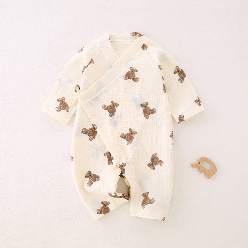 100% Cotton Muslin Long Sleeve Romper – Brown Bear Brown Bear 0-3 M