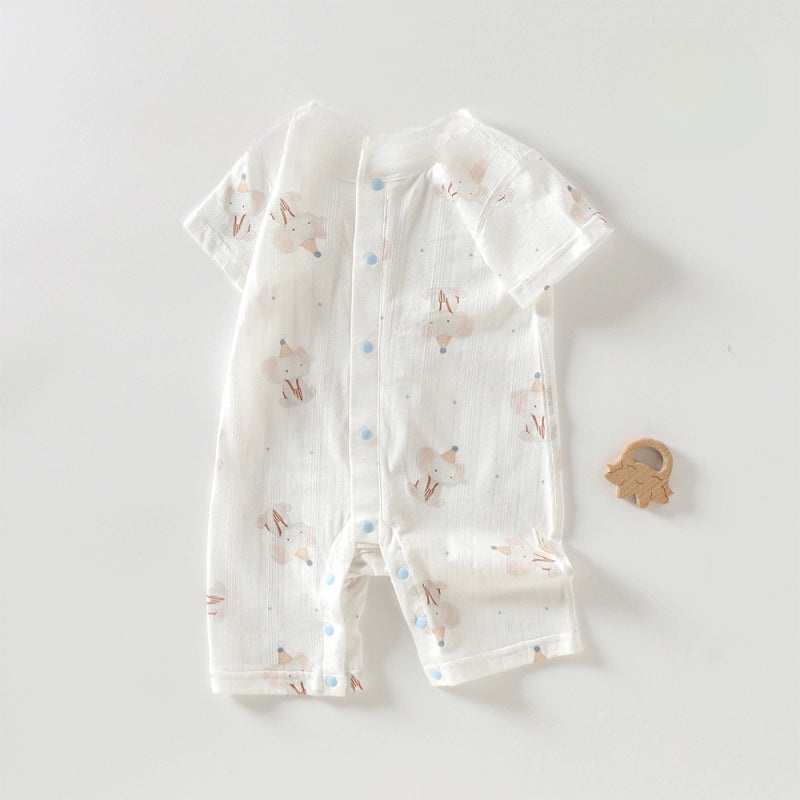100% Cotton Short Sleeve Romper – Cute Elephant Cute Elephant 3-6 M