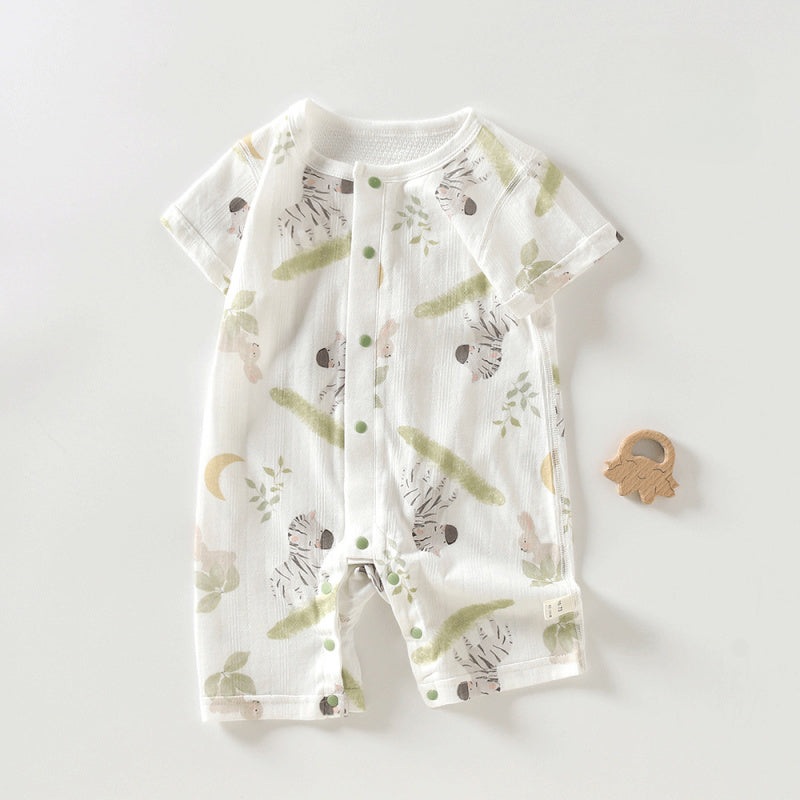 100% Cotton Short Sleeve Romper – Zebra & Bunny Zebra & Bunny 3-6 M