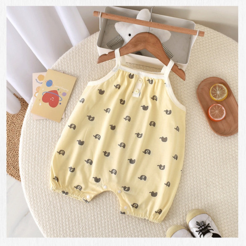100% Cotton Sleeveless Romper – Yellow Elephant Yellow Elephant 3-6 M