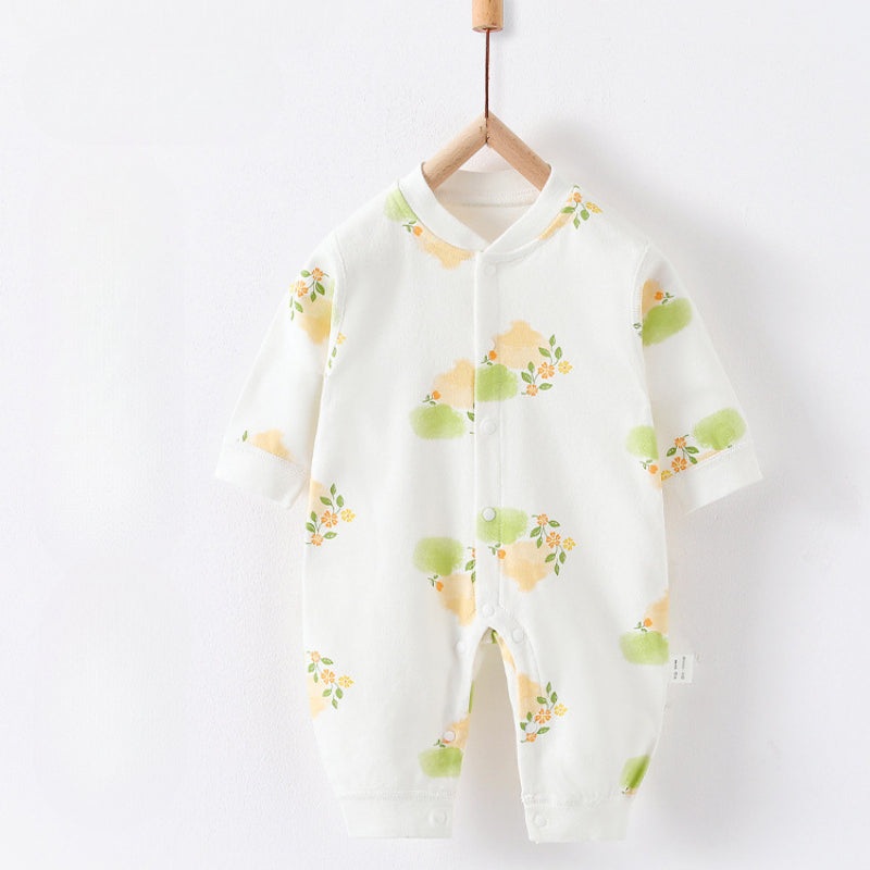 100% Cotton Snap-Up Long Sleeve Romper – Spring Spring 0-3 M