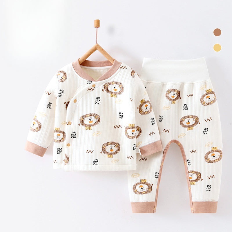 100% Cotton Warm Long Sleeve Long Sleeve Top & Pants Set- Lion Lion 0-3 M