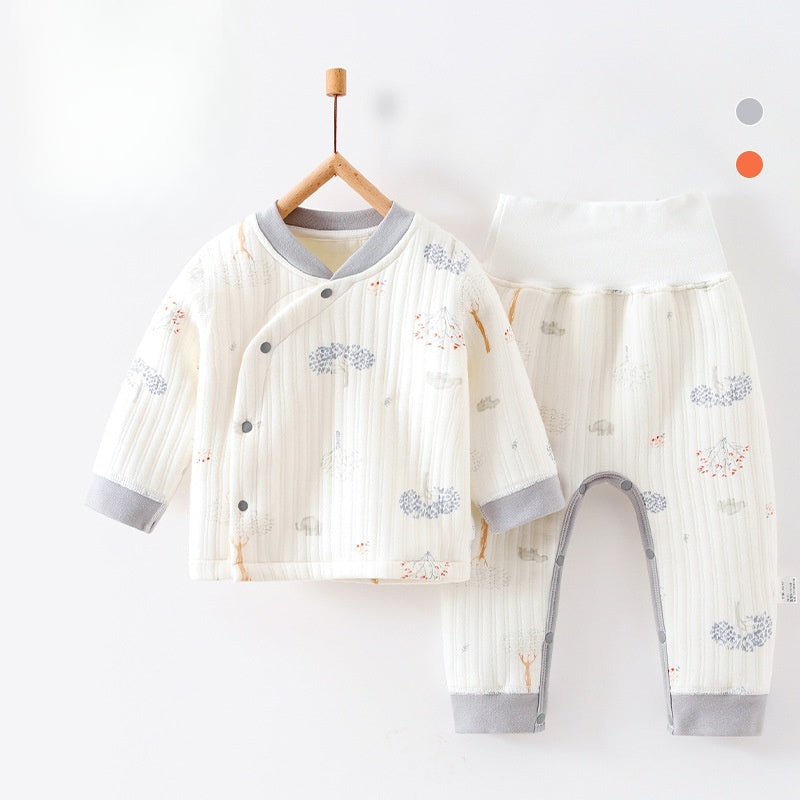 100% Cotton Warm Long Sleeve Long Sleeve Top & Pants Set- Rhinocero Rhinocero 0-3 M