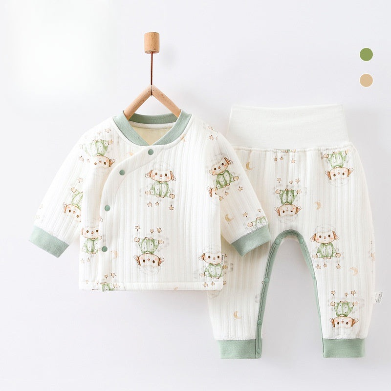 100% Cotton Warm Long Sleeve Long Sleeve Top & Pants Set- Sheep Sheep 0-3 M