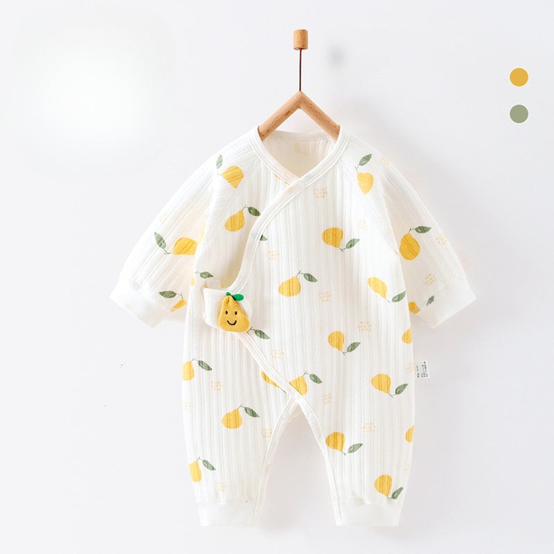 100% Cotton Warm Long Sleeve Romper with Velcro Closure – Pear Pear NB