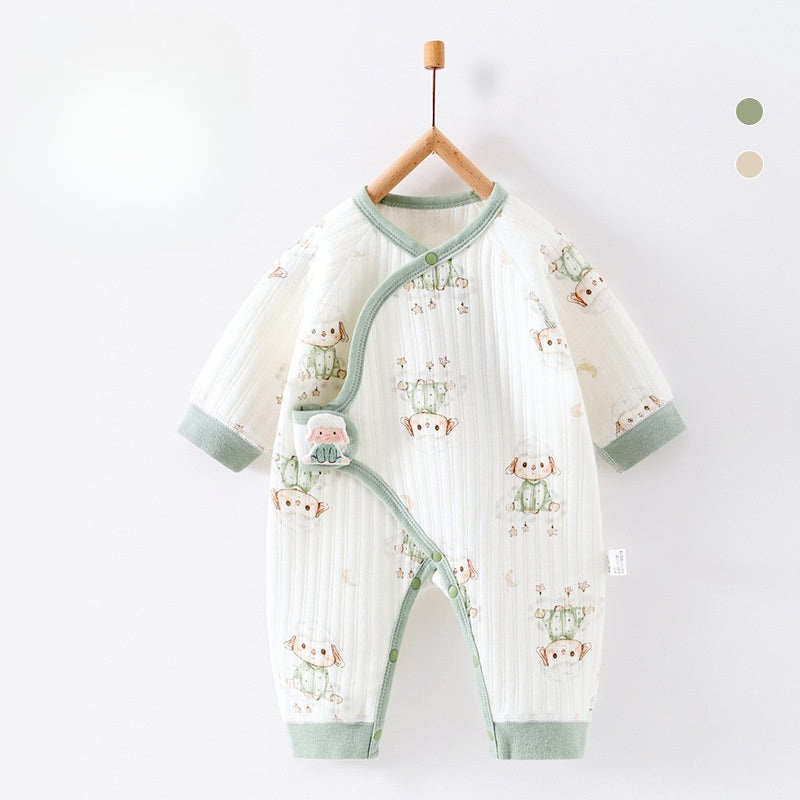 100% Cotton Warm Long Sleeve Romper with Velcro Closure – Sheep Sheep NB