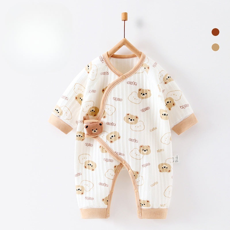 100% Cotton Warm Long Sleeve Romper with Velcro Closure – Teddy Bear Teddy Bear NB