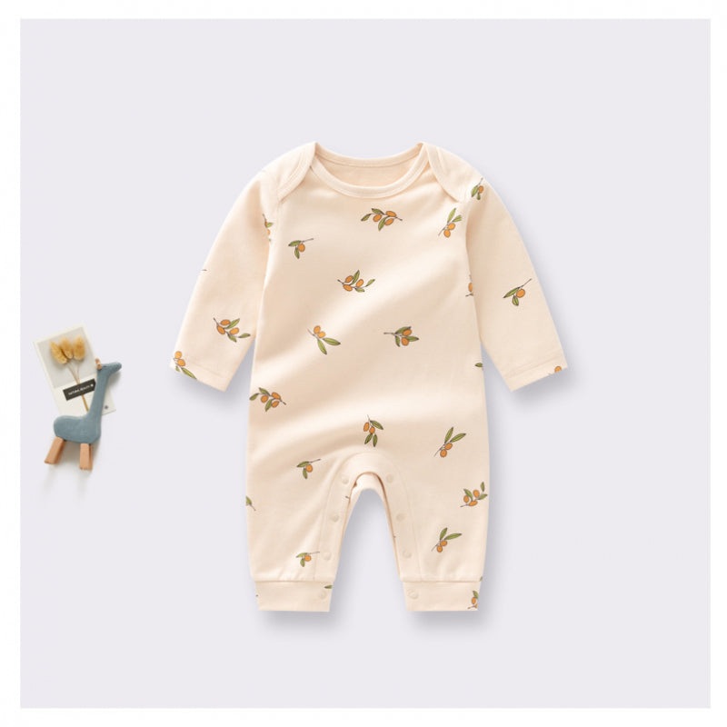 100% Organic Cotton Long Sleeve Romper – Spring Leaves Spring Leaves 3-6 M