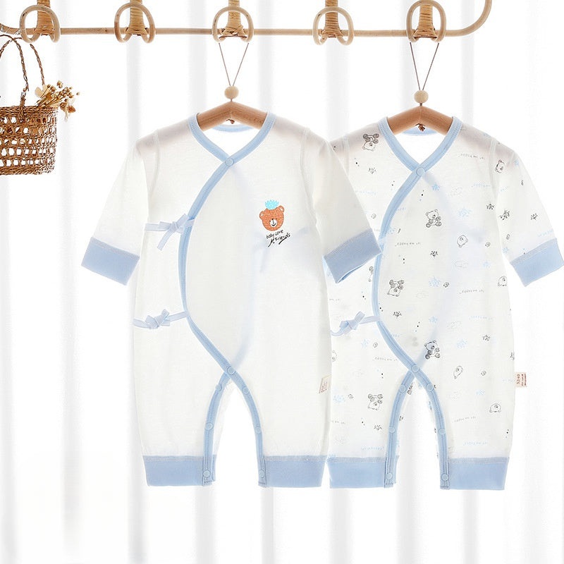 [2-Piece Set] 100% Cotton Long Sleeve Romper –  Blue Bear Blue Bear NB