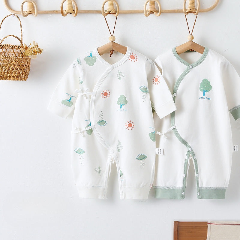[2-Piece Set] 100% Cotton Long Sleeve Romper –  Green Tree Green Tree NB