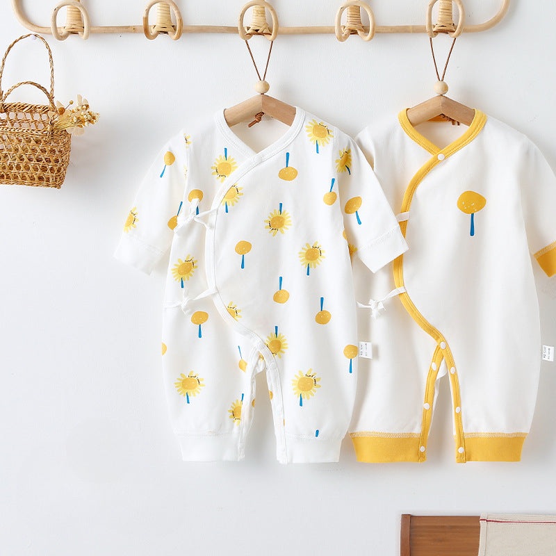 [2-Piece Set] 100% Cotton Long Sleeve Romper – Sunflower Sunflower NB