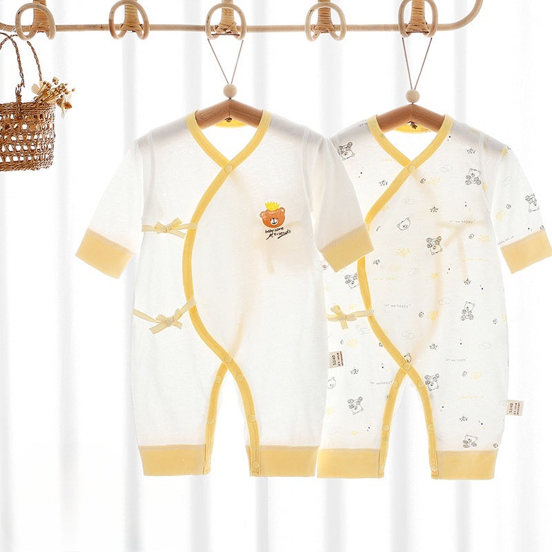 [2-Piece Set] 100% Cotton Long Sleeve Romper –  Yellow Bear Yellow Bear NB