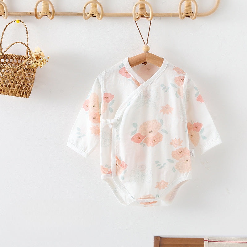 Cotton & Bamboo Muslin Long Sleeve Bodysuit – Pink Peony Pink Peony 3-6 M