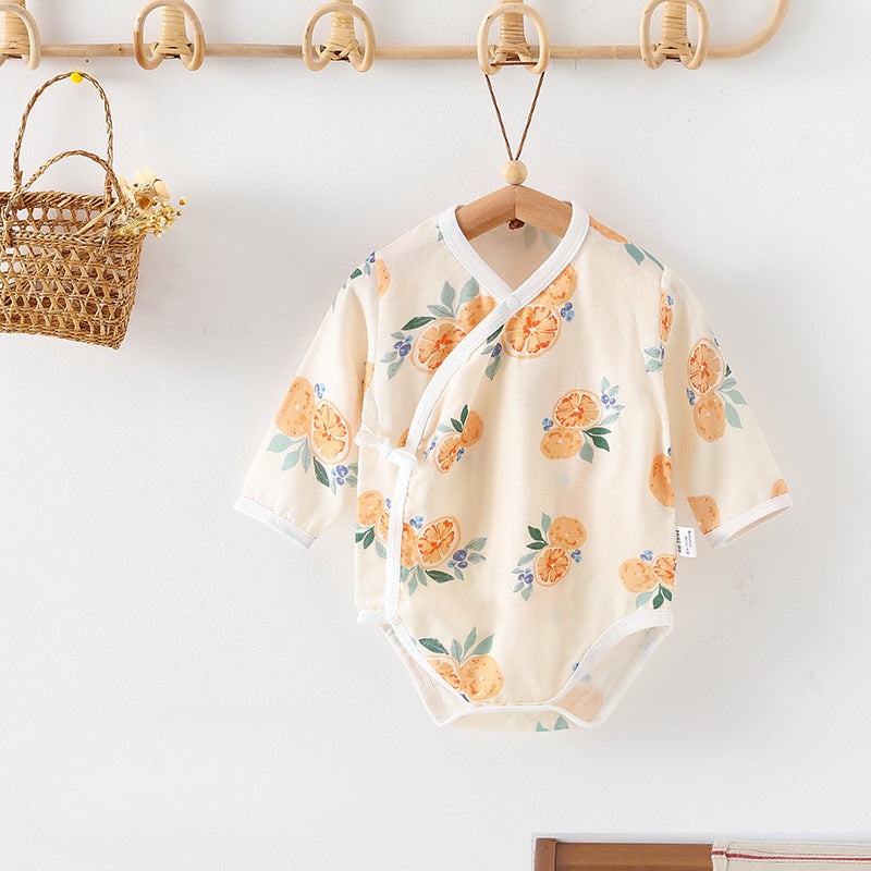 Cotton & Bamboo Muslin Long Sleeve Bodysuit – Sweet Orange Sweet Orange 3-6 M