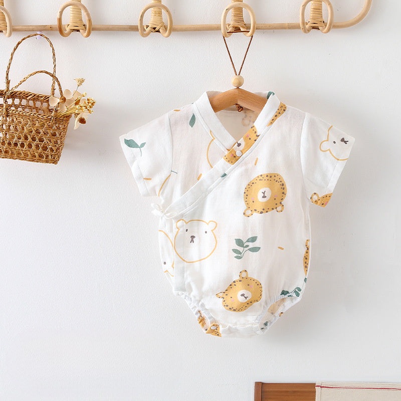Cotton & Bamboo Muslin Short Sleeve Bodysuit – Cute Leopard Cute Leopard 3-6 M