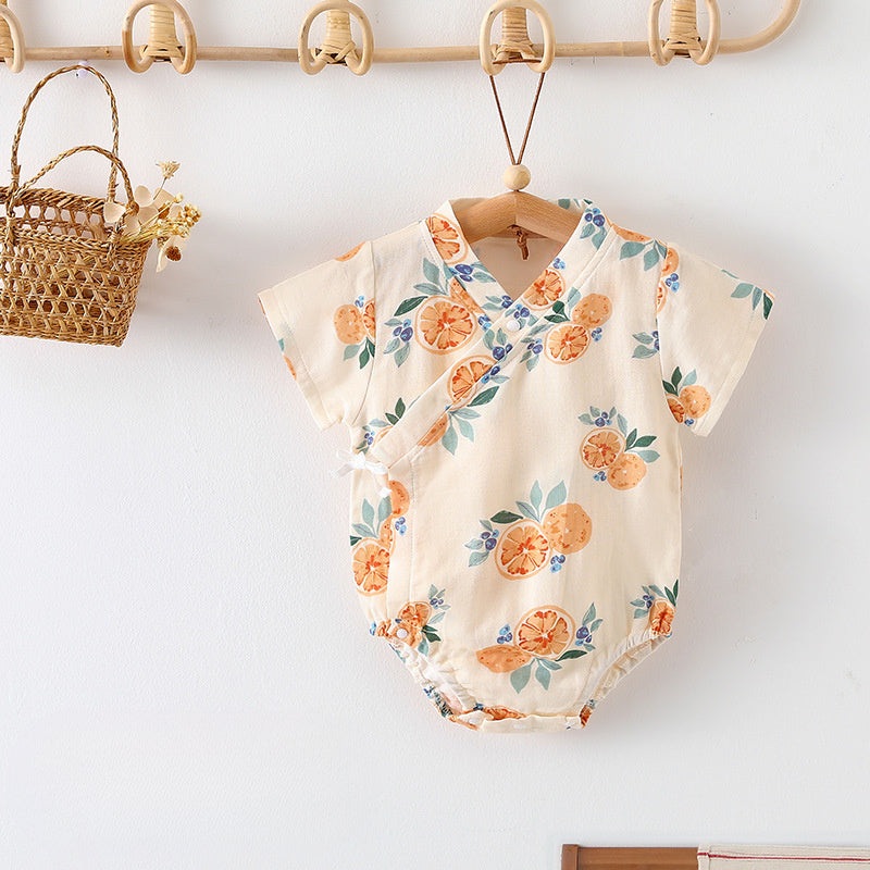 Cotton & Bamboo Muslin Short Sleeve Bodysuit – Sweet Orange Sweet Orange 3-6 M