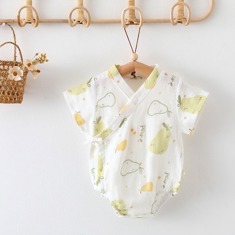 Cotton & Bamboo Muslin Short Sleeve Bodysuit – Sweet Pear Sweet Pear 3-6 M