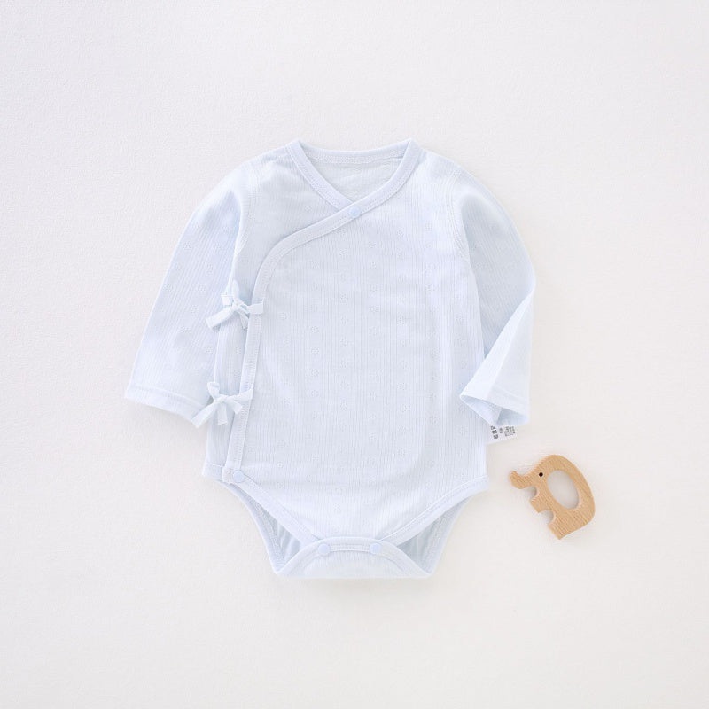 Cotton Long Sleeve Bodysuit – Blue Blue 0-3 M