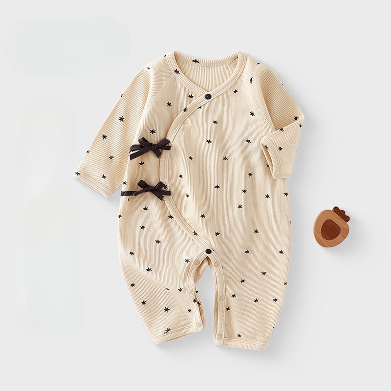 Cotton Long Sleeve Kimono Romper – Beige Star Beige Star NB