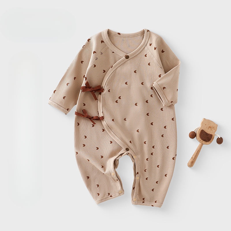Cotton Long Sleeve Kimono Romper – Brown Moon Brown Moon NB