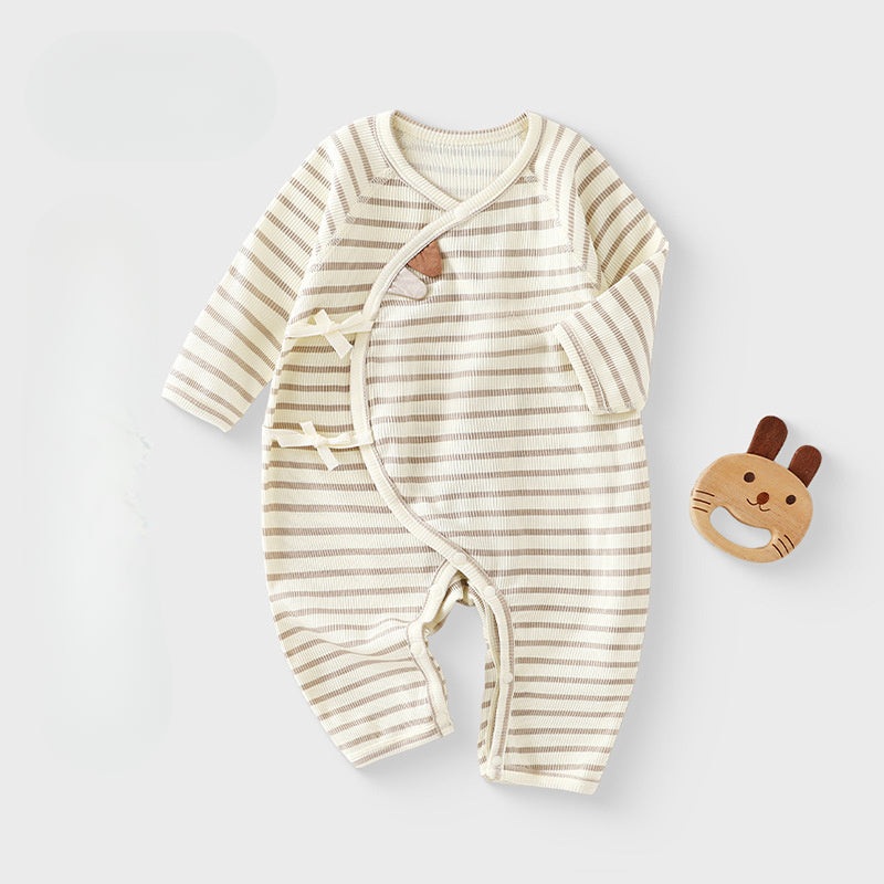Cotton Long Sleeve Kimono Romper – Cute Stripe Cute Stripe NB