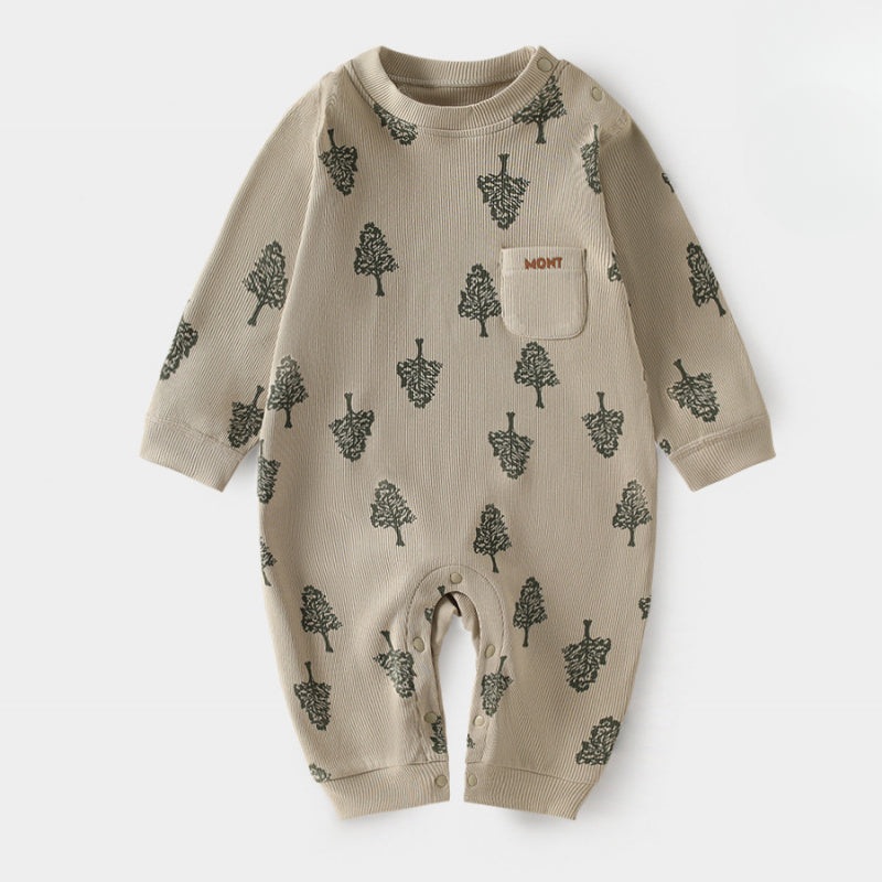 Cotton Long Sleeve Romper – Forest Forest 3-6 M