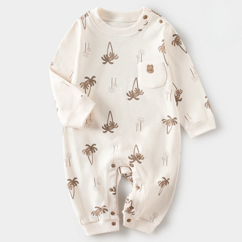 Cotton Long Sleeve Romper – Palm Tree Palm Tree 3-6 M