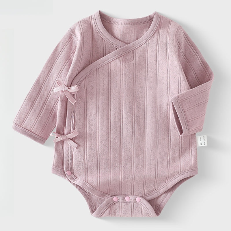 100% Cotton Long Sleeve Kimono Bodysuit – Purple Purple 0-3 M