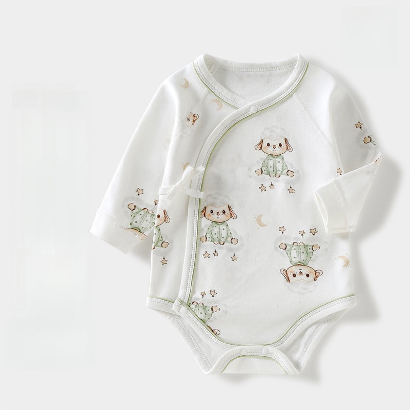 100% Cotton Long Sleeve Kimono Bodysuit – Sheep Sheep 0-3 M