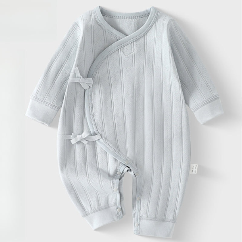 100% Cotton Long Sleeve Kimono Romper – Blue Blue NB