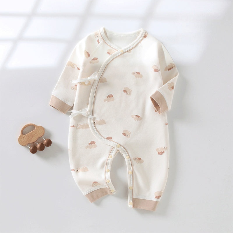 100% Cotton Long Sleeve Kimono Romper – Brown Bear Brown Bear NB