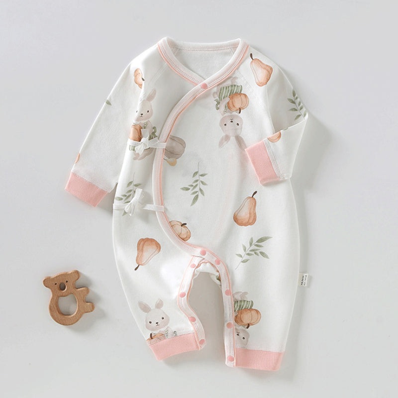 100% Cotton Long Sleeve Kimono Romper – Bunny with Pumpkin Bunny with Pumpkin NB