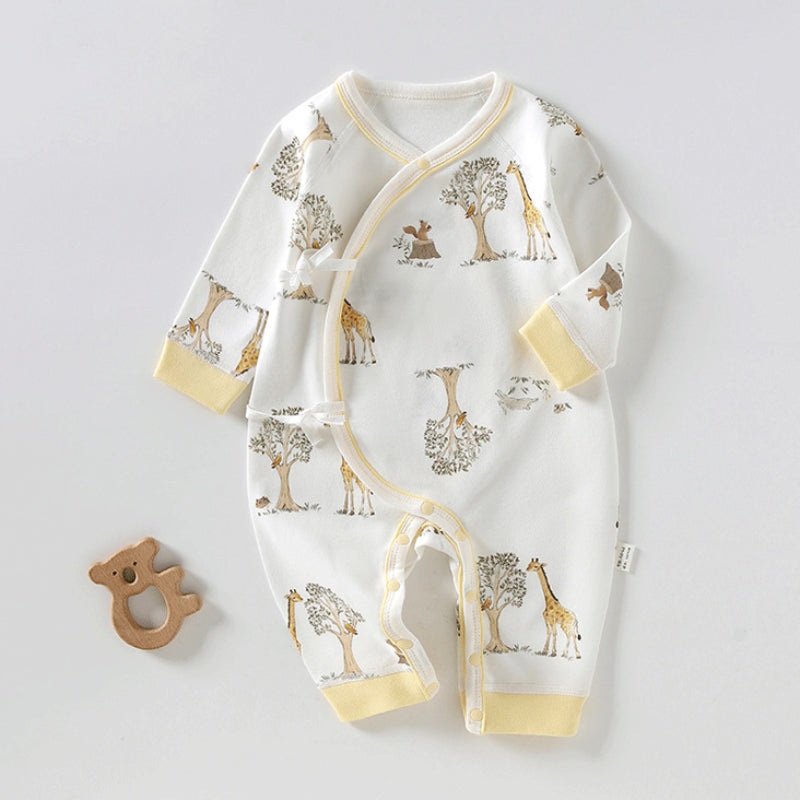 100% Cotton Long Sleeve Kimono Romper – Giraffe Giraffe NB