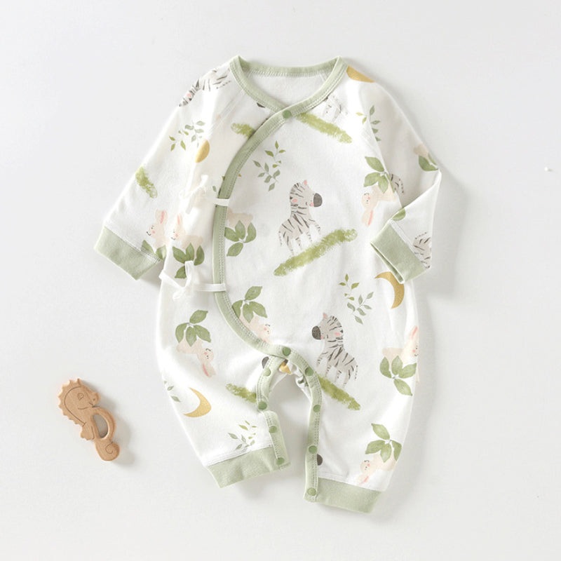 100% Cotton Long Sleeve Kimono Romper – Zebra Zebra NB