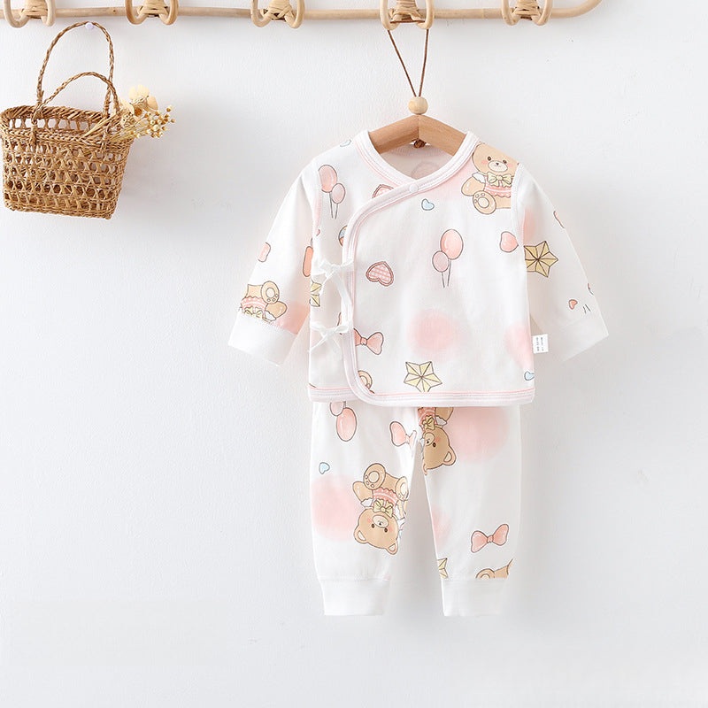 100% Cotton Long Sleeve Kimono Top & Pants Set – Pink Bear Pink Bear NB