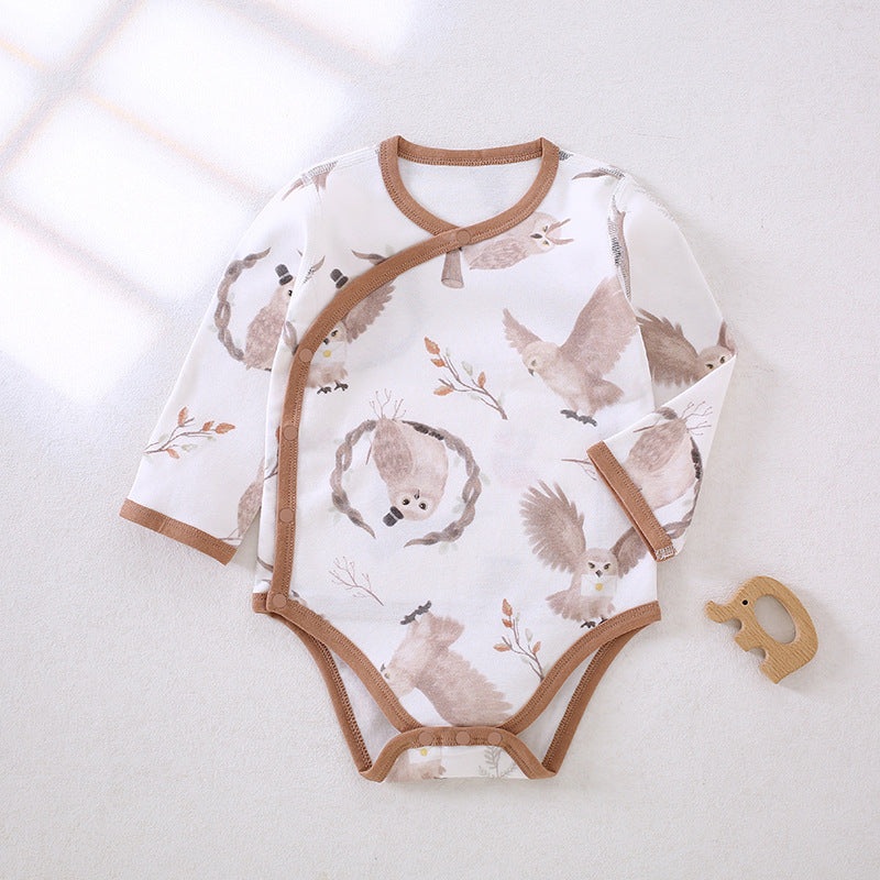 100% Cotton Long Sleeve Side-Snap Bodysuit – Owl Owl 0-3 M