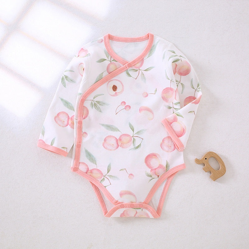 100% Cotton Long Sleeve Side-Snap Bodysuit – Peach Peach 0-3 M