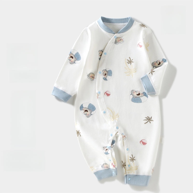 100% Cotton Long Sleeve Side-Snap Romper – Sea Lion Sea Lion 3-6 M