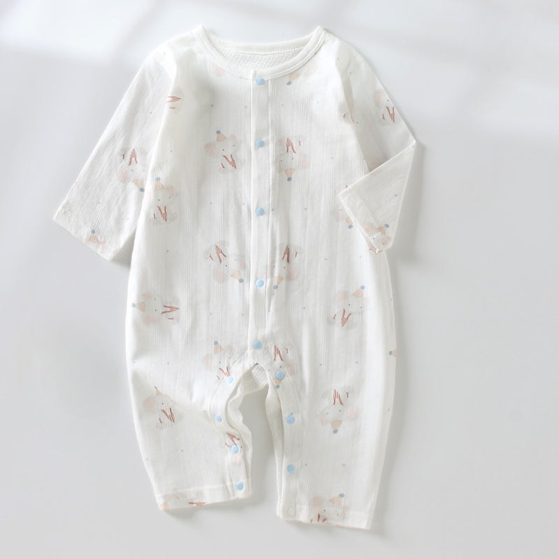 100% Cotton Long Sleeve Snap-Up Romper – Cute Elephant Cute Elephant 3-6 M