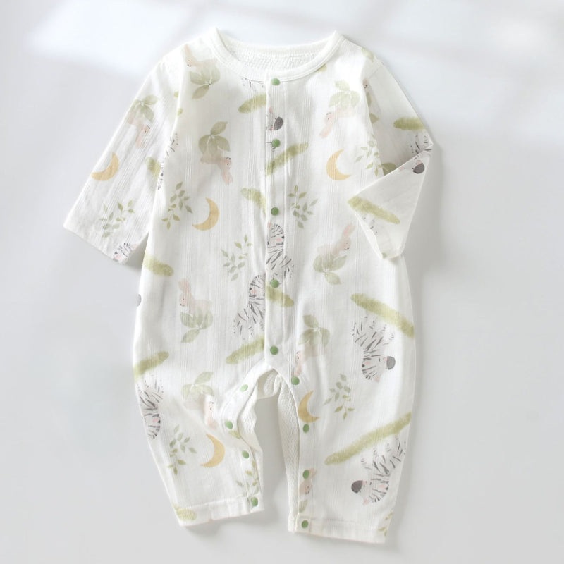 100% Cotton Long Sleeve Snap-Up Romper – Zebra & Bunny Zebra & Bunny 3-6 M