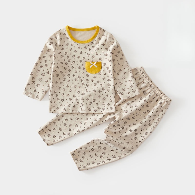 100% Cotton Long Sleeve Top & Pants Set – Yellow Florals Yellow Florals 12-24 M
